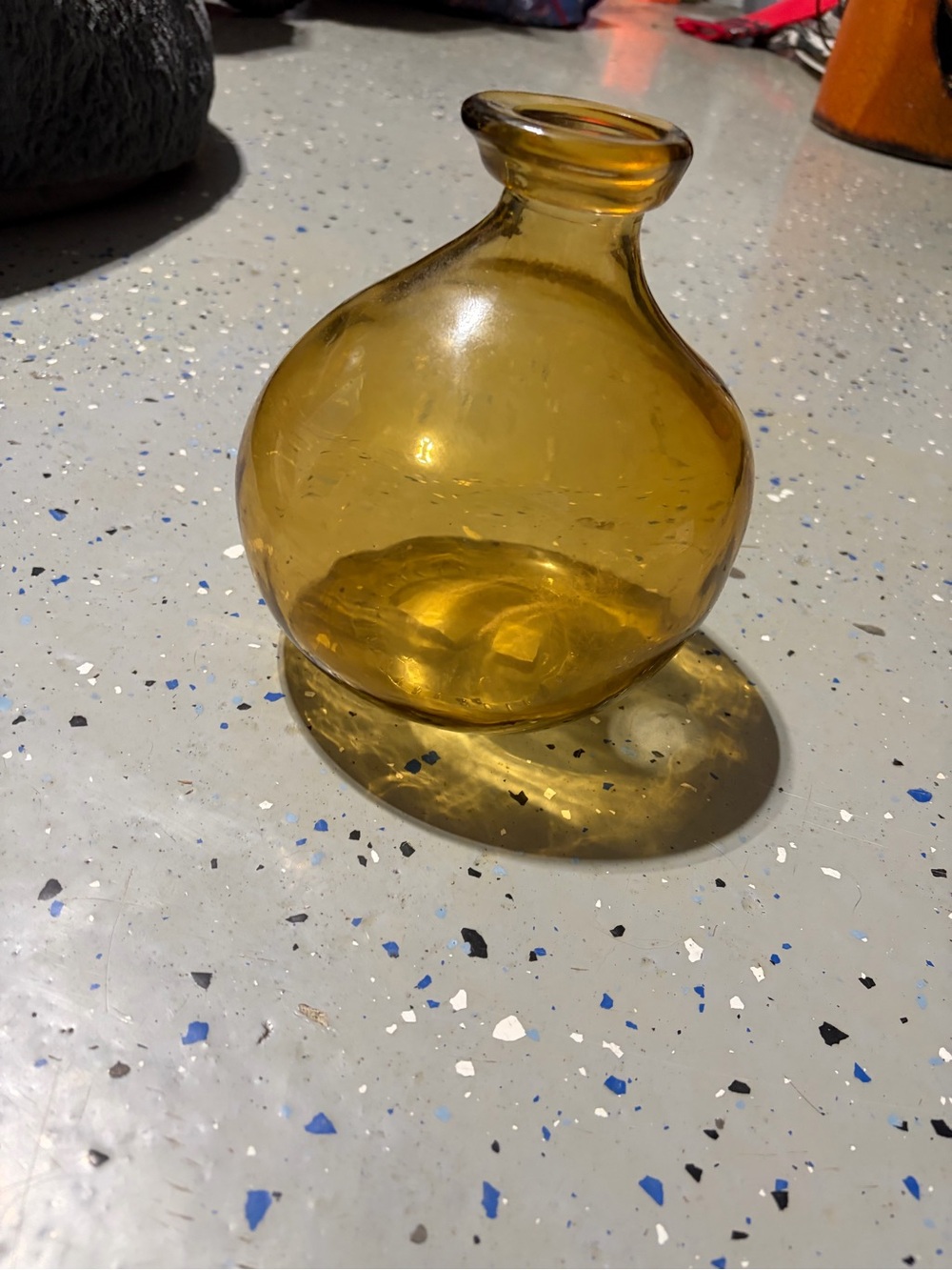 Mud Pie Amber Yellow Round Glass Vase